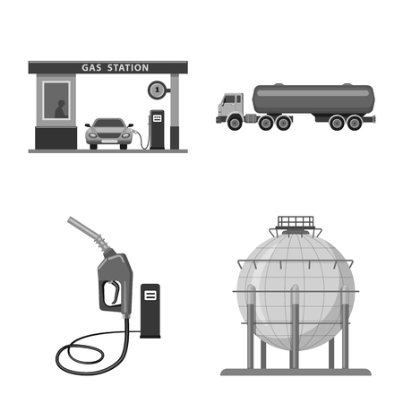 Isolated object of oil and gas sign. Collection of oil and petrol stock vector illustration.のイラスト素材