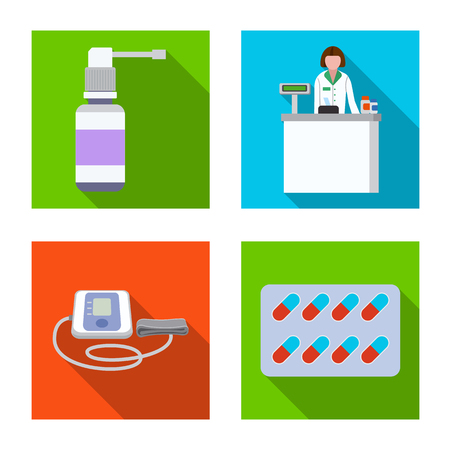 Isolated object of pharmacy and hospital sign. Set of pharmacy and business stock vector illustration.のイラスト素材
