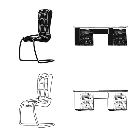 Isolated object of furniture and work icon. Set of furniture and home stock symbol for web.のイラスト素材