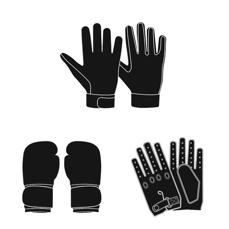 Isolated object of glove and winter logo. Collection of glove and equipment stock vector illustration.のイラスト素材