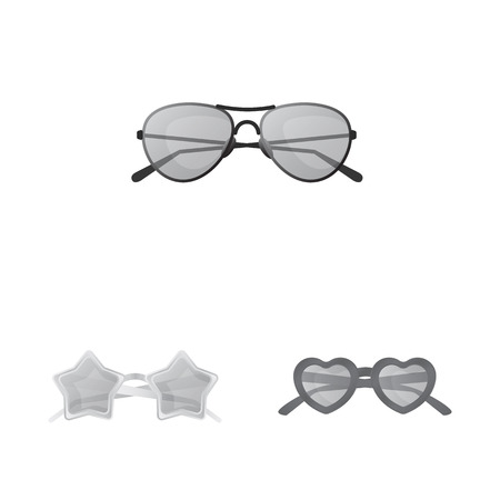 Vector design of glasses and sunglasses sign. Set of glasses and accessory stock symbol for web.のイラスト素材