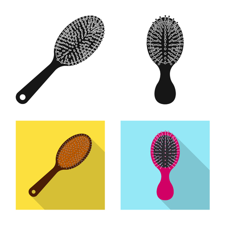 Vector illustration of brush and hair icon. Set of brush and hairbrush vector icon for stock.のイラスト素材