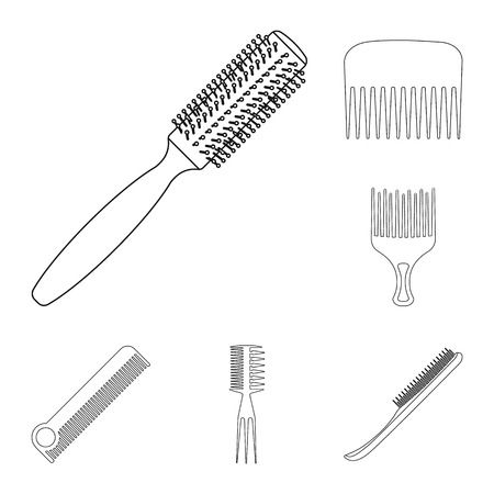 Vector design of brush and hair symbol. Collection of brush and hairbrush stock symbol for web.のイラスト素材