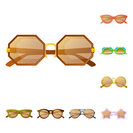 Vector design of glasses and sunglasses icon. Set of glasses and accessory stock vector illustration.のイラスト素材