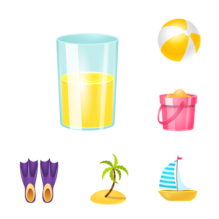 Vector illustration of equipment and swimming symbol. Collection of equipment and activity stock symbol for web.のイラスト素材
