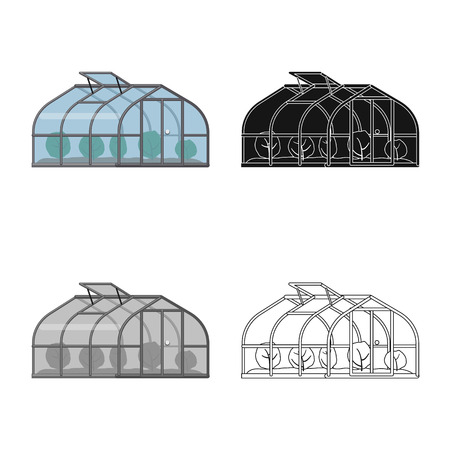 Vector design of greenhouse and plant logo. Collection of greenhouse and garden stock symbol for web.のイラスト素材