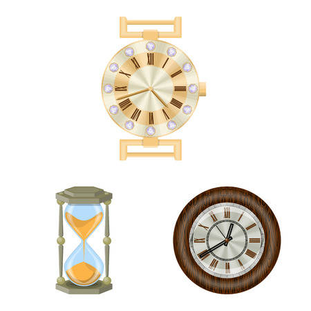 Isolated object of clock and time sign. Collection of clock and circle stock vector illustration.のイラスト素材
