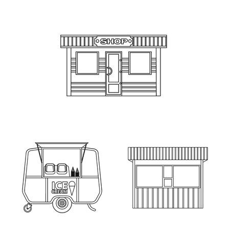 Vector design of market and exterior symbol. Set of market and food vector icon for stock.のイラスト素材
