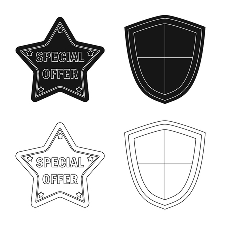 Vector design of emblem and badge icon. Collection of emblem and sticker stock symbol for web.のイラスト素材