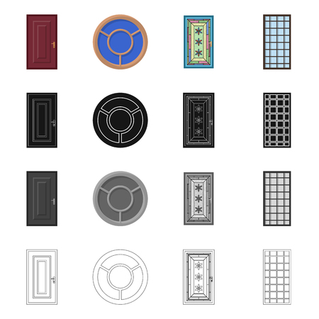 Isolated object of door and front icon. Set of door and wooden stock symbol for web.のイラスト素材