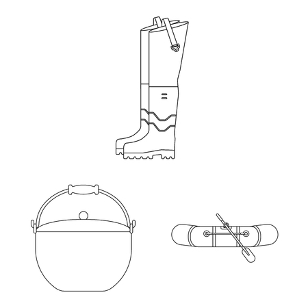 Isolated object of fish and fishing symbol. Collection of fish and equipment vector icon for stock.のイラスト素材