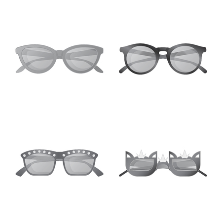 Vector design of glasses and sunglasses symbol. Set of glasses and accessory stock symbol for web.のイラスト素材
