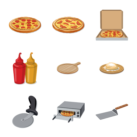 Isolated object of pizza and food symbol. Set of pizza and italy stock symbol for web.のイラスト素材
