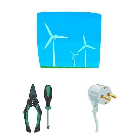 Isolated object of electricity and electric logo. Set of electricity and energy stock vector illustration.のイラスト素材