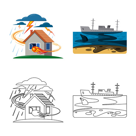 Vector design of natural and disaster icon. Collection of natural and risk stock vector illustration.のイラスト素材