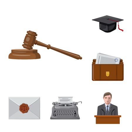 Vector design of law and lawyer sign. Set of law and justice stock vector illustration.のイラスト素材