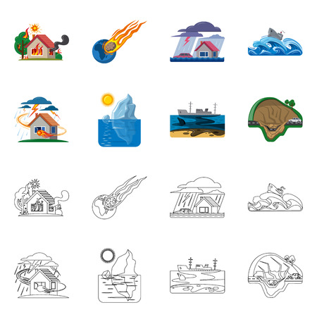 Vector design of natural and disaster logo. Set of natural and risk vector icon for stock.のイラスト素材