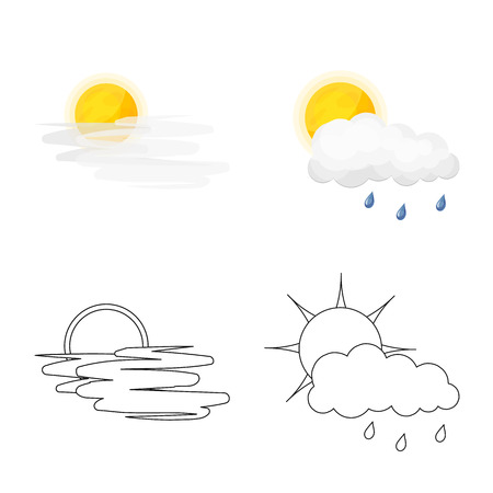 Isolated object of weather and climate symbol. Set of weather and cloud bitmap icon for stock.の写真素材