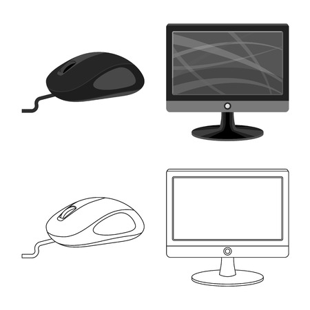 Vector design of laptop and device icon. Collection of laptop and server stock vector illustration.のイラスト素材
