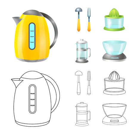 Vector design of kitchen and cook sign. Set of kitchen and appliance vector icon for stock.のイラスト素材