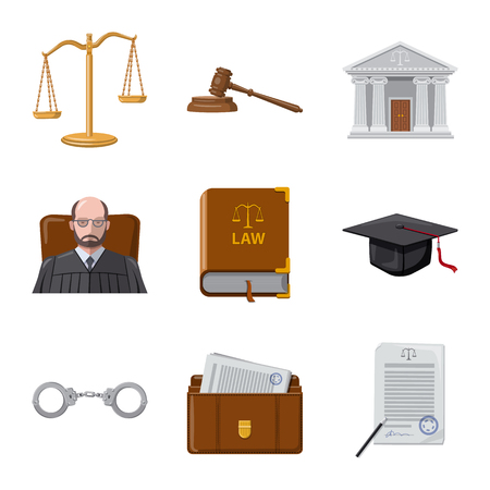 Isolated object of law and lawyer icon. Collection of law and justice bitmap icon for stock.の写真素材