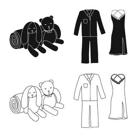 Vector design of dreams and night sign. Set of dreams and bedroom stock symbol for web.のイラスト素材