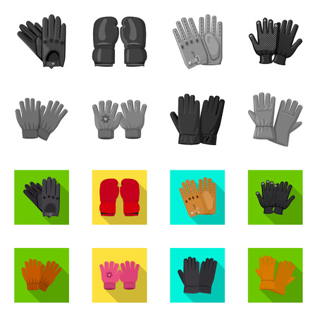 Vector illustration of glove and winter sign. Set of glove and equipment stock symbol for web.のイラスト素材