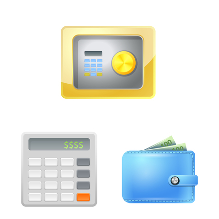 Vector illustration of bank and money logo. Collection of bank and bill stock symbol for web.のイラスト素材