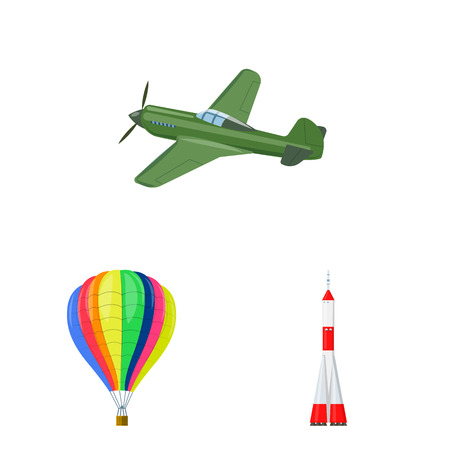Vector illustration of plane and transport symbol. Set of plane and sky stock vector illustration.のイラスト素材
