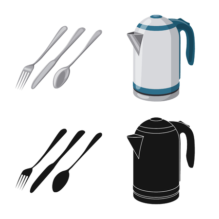 Isolated object of kitchen and cook symbol. Collection of kitchen and appliance stock symbol for web.のイラスト素材