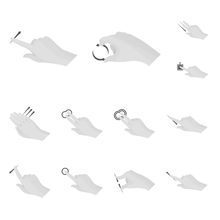 Isolated object of touchscreen and hand sign. Set of touchscreen and touch stock symbol for web.のイラスト素材