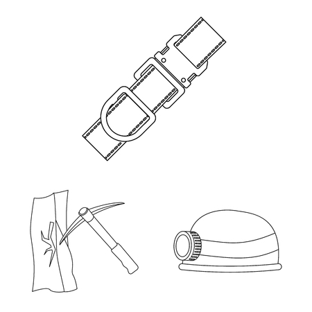 Vector illustration of mountaineering and peak symbol. Set of mountaineering and camp stock vector illustration.のイラスト素材