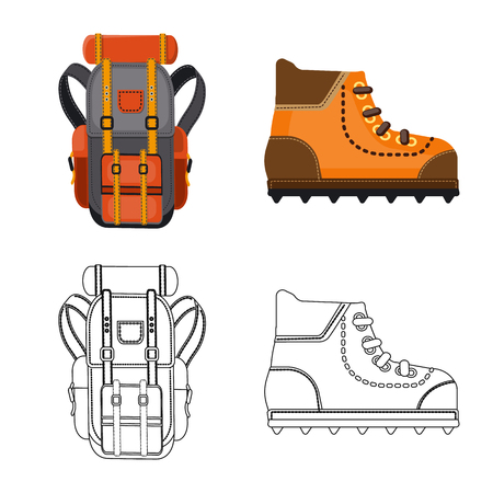 Isolated object of mountaineering and peak logo. Set of mountaineering and camp vector icon for stock.のイラスト素材