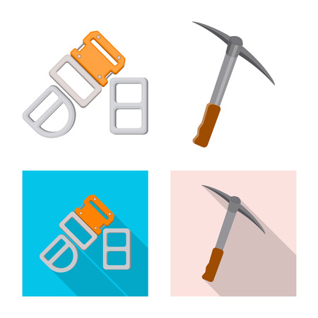 Vector illustration of mountaineering and peak sign. Set of mountaineering and camp vector icon for stock.のイラスト素材
