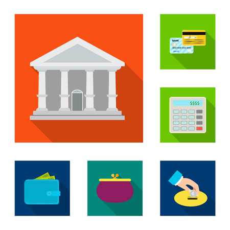 Isolated object of bank and money symbol. Collection of bank and bill stock symbol for web.のイラスト素材