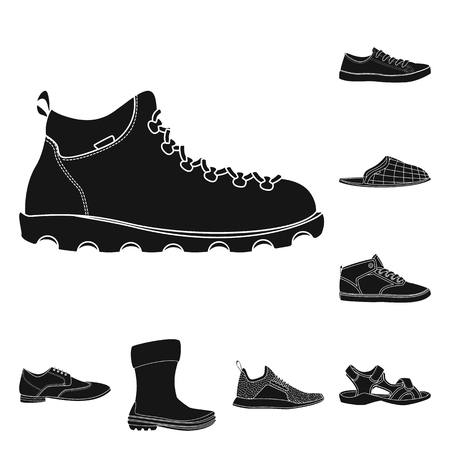 Vector illustration of shoe and footwear symbol. Collection of shoe and foot vector icon for stock.のイラスト素材