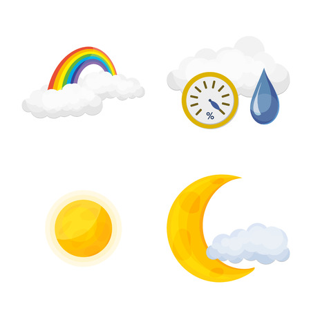 Vector illustration of weather and climate logo. Collection of weather and cloud vector icon for stock.のイラスト素材