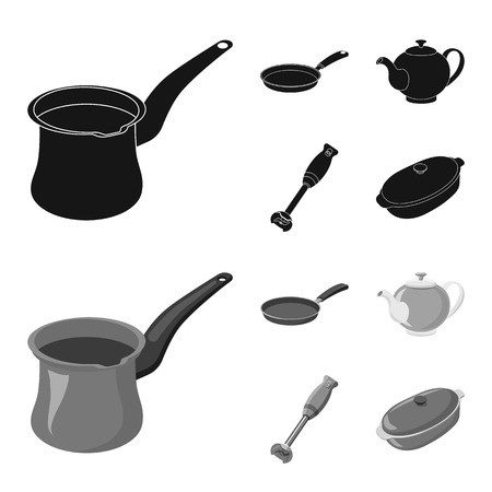 Vector illustration of kitchen and cook icon. Collection of kitchen and appliance vector icon for stock.のイラスト素材