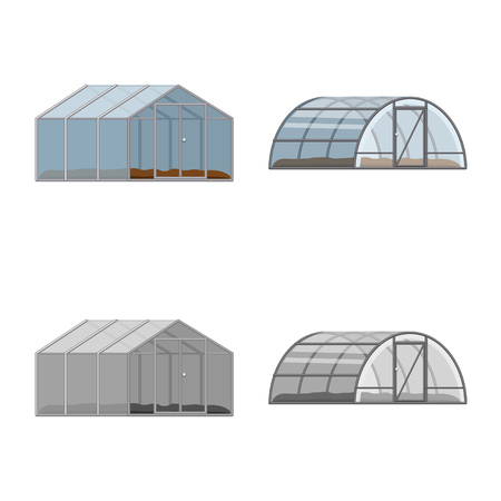 Vector illustration of greenhouse and plant symbol. Set of greenhouse and garden stock symbol for web.のイラスト素材