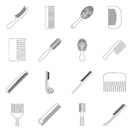 Vector design of brush and hair symbol. Set of brush and hairbrush stock vector illustration.のイラスト素材