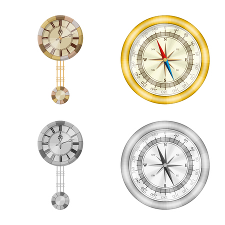 Isolated object of clock and time symbol. Collection of clock and circle stock symbol for web.のイラスト素材