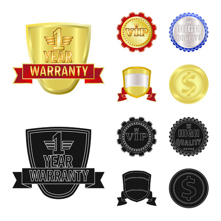 Isolated object of emblem and badge symbol. Collection of emblem and sticker stock symbol for web.のイラスト素材