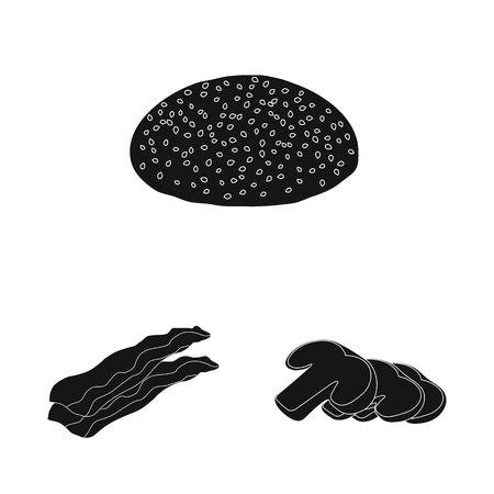 Isolated object of burger and sandwich icon. Set of burger and slice vector icon for stock.のイラスト素材