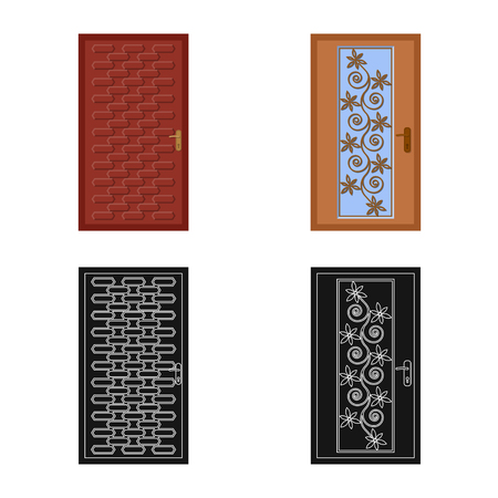 Vector illustration of door and front symbol. Collection of door and wooden vector icon for stock.のイラスト素材