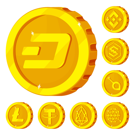 Vector design of cryptocurrency and coin icon. Set of cryptocurrency and crypto stock vector illustration.のイラスト素材