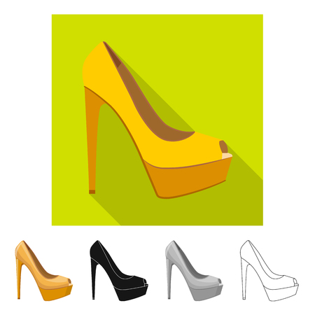 Isolated object of footwear and woman sign. Set of footwear and foot stock vector illustration.のイラスト素材