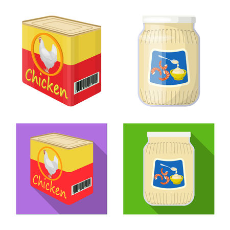 Isolated object of can and food symbol. Collection of can and package stock vector illustration.のイラスト素材