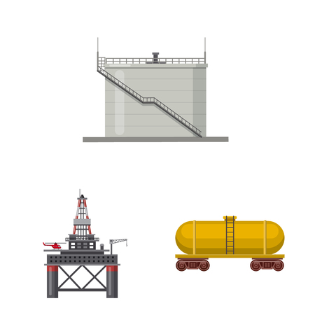 Isolated object of oil and gas symbol. Set of oil and petrol vector icon for stock.のイラスト素材
