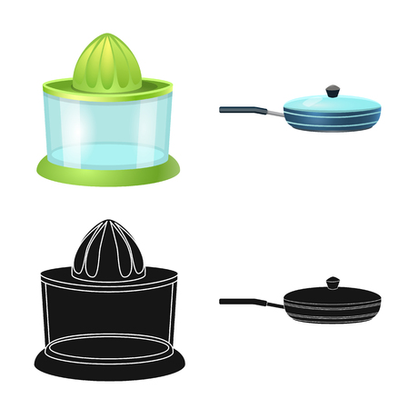 Vector design of kitchen and cook logo. Set of kitchen and appliance vector icon for stock.のイラスト素材