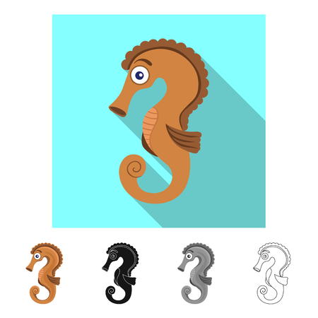 Vector design of sea and animal sign. Set of sea and marine vector icon for stock.のイラスト素材